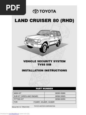 Toyota Land Cruiser 80 Rhd Vehicle Security System Tvss Iiib Installation Instructions Pdf Motor Vehicle Vehicle Technology