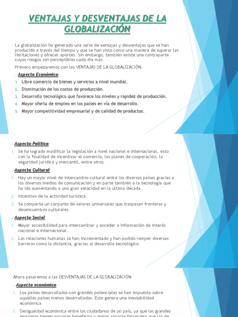 Ventajas y Desventajas de la Globalización | PDF | Globalización | Comercio