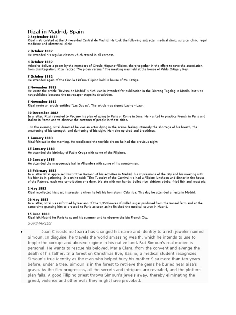 Life of Rizal in Madrid PDF