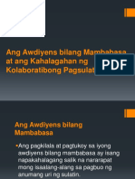 Ang Awdiyens Bilang Mambabasa at Ang Kahalagahan NG