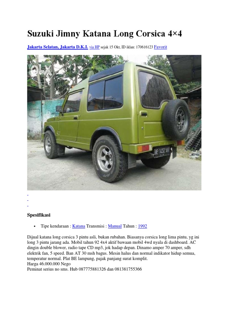 Suzuki Jimny Katana Long Corsica 4 2015 | PDF