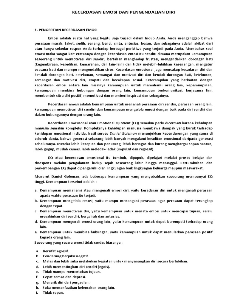 4.kecerdasan Emosi Dan Pengendalian Diri | PDF