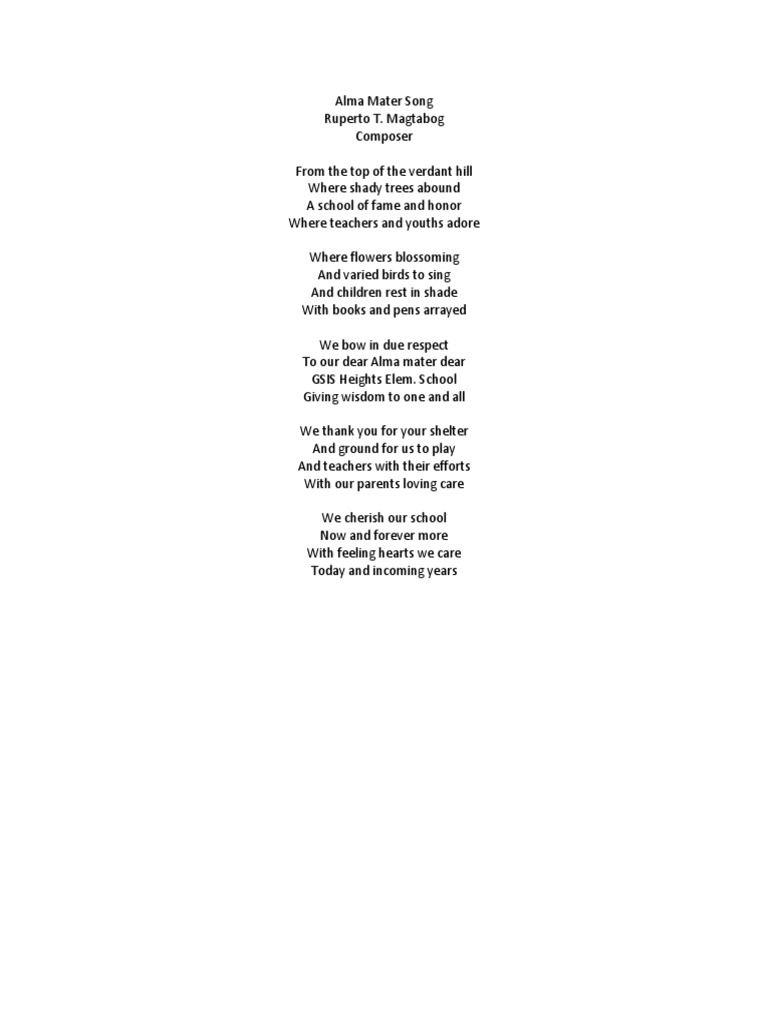 Alma Mater Song PDF