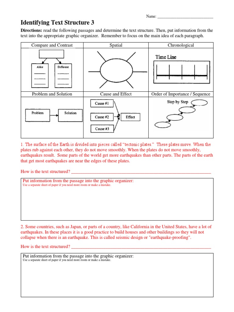 Text Structure Worksheet 3 Docx Tropical Cyclones Tsunami