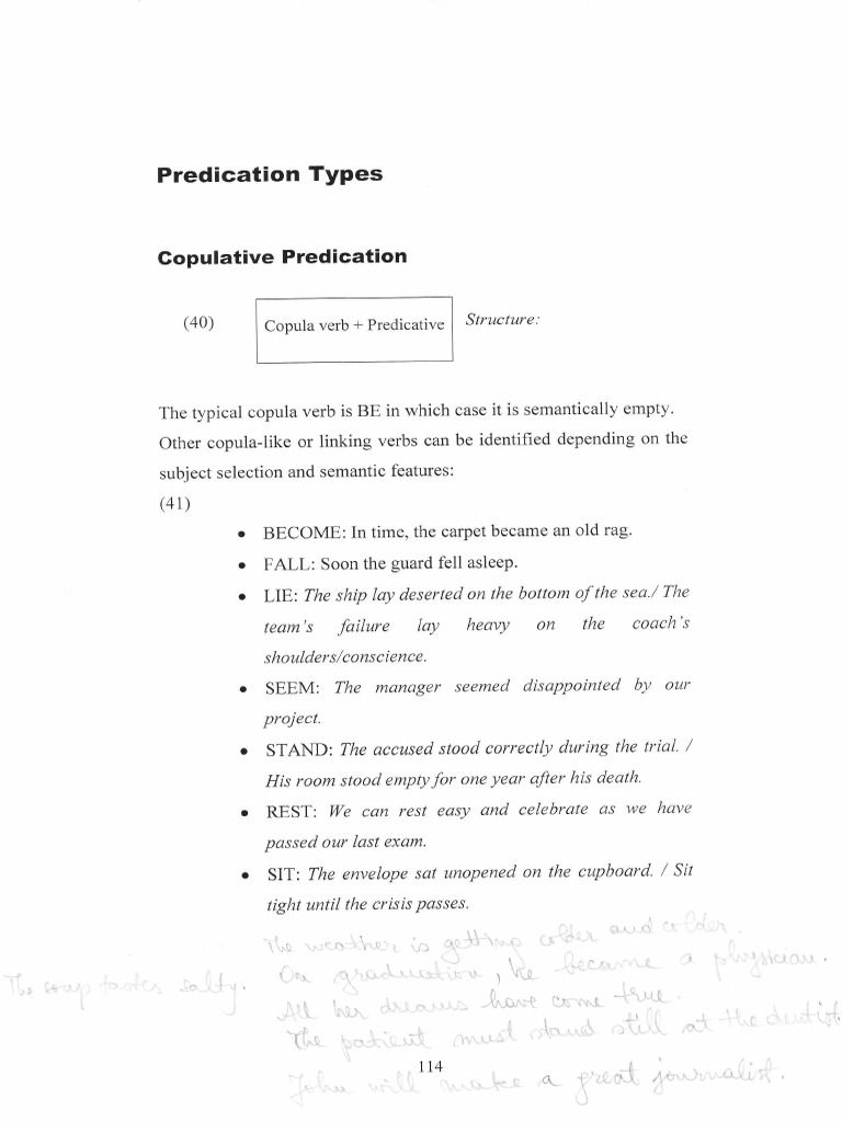 Types of Predication in Grammar | PDF | Predicate (Grammar) | Subject ...
