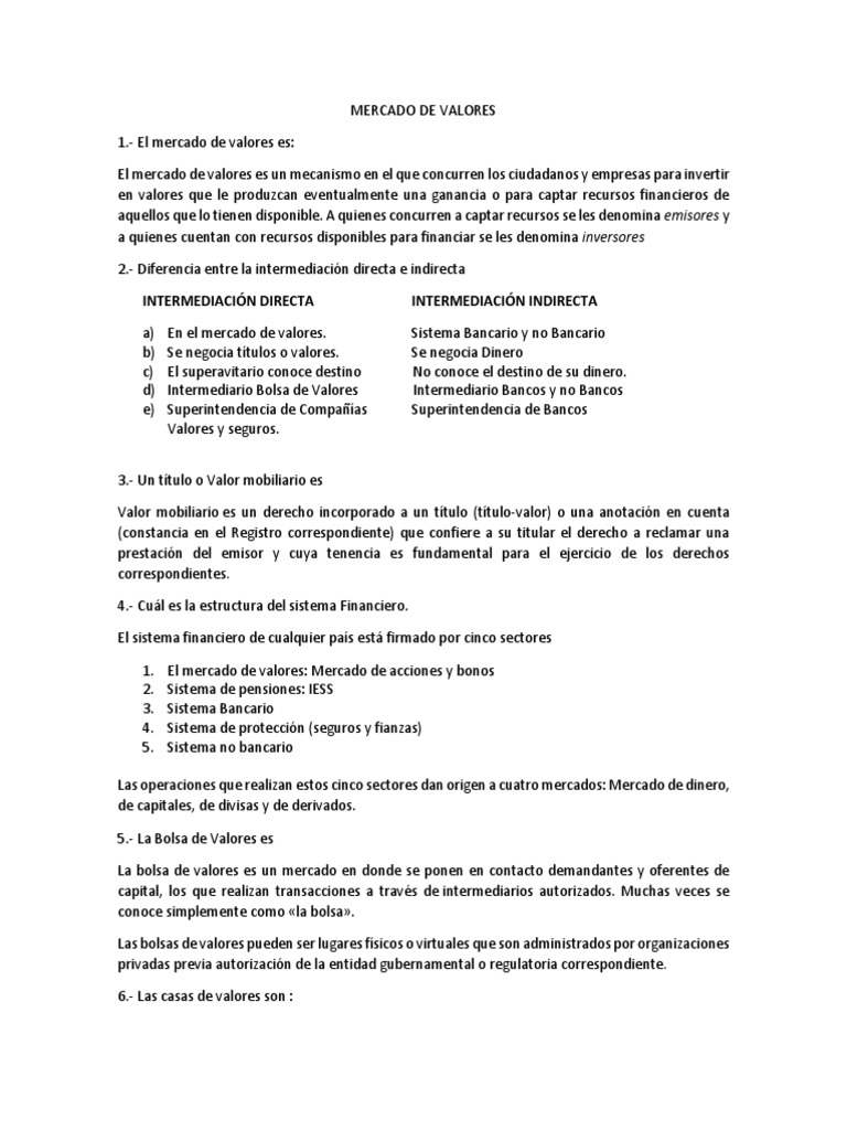 Guía Completa del Mercado de Valores | PDF | Compartir (Finanzas ...