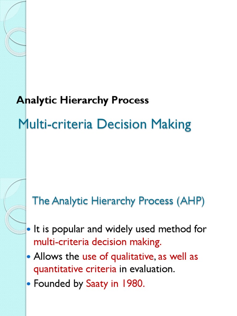 Understanding Analytic Hierarchy Process | PDF | Eigenvalues And ...