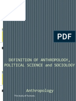 A. Definition of Anthropology, Political Science & Sociology