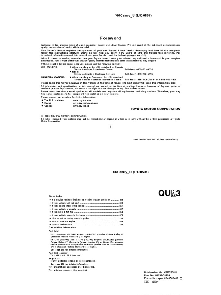 2006 TOYOTA CAMRY SERVICE MANUAL PDF intelligence overview