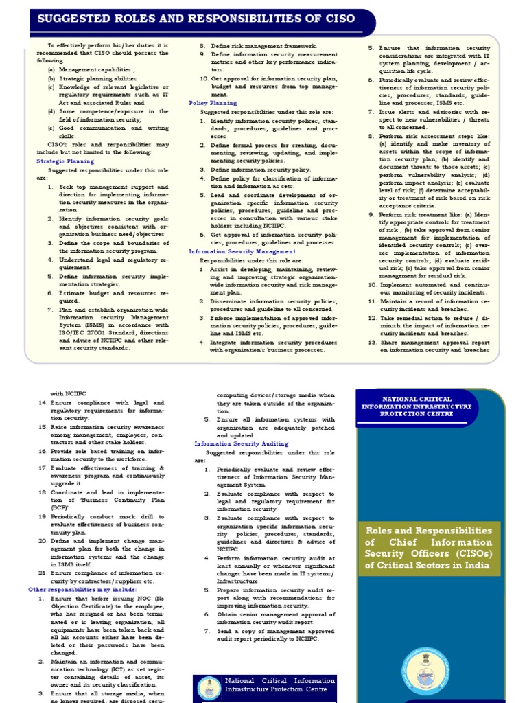 CISO Roles and Responsibilities Overview | PDF | Information Security ...