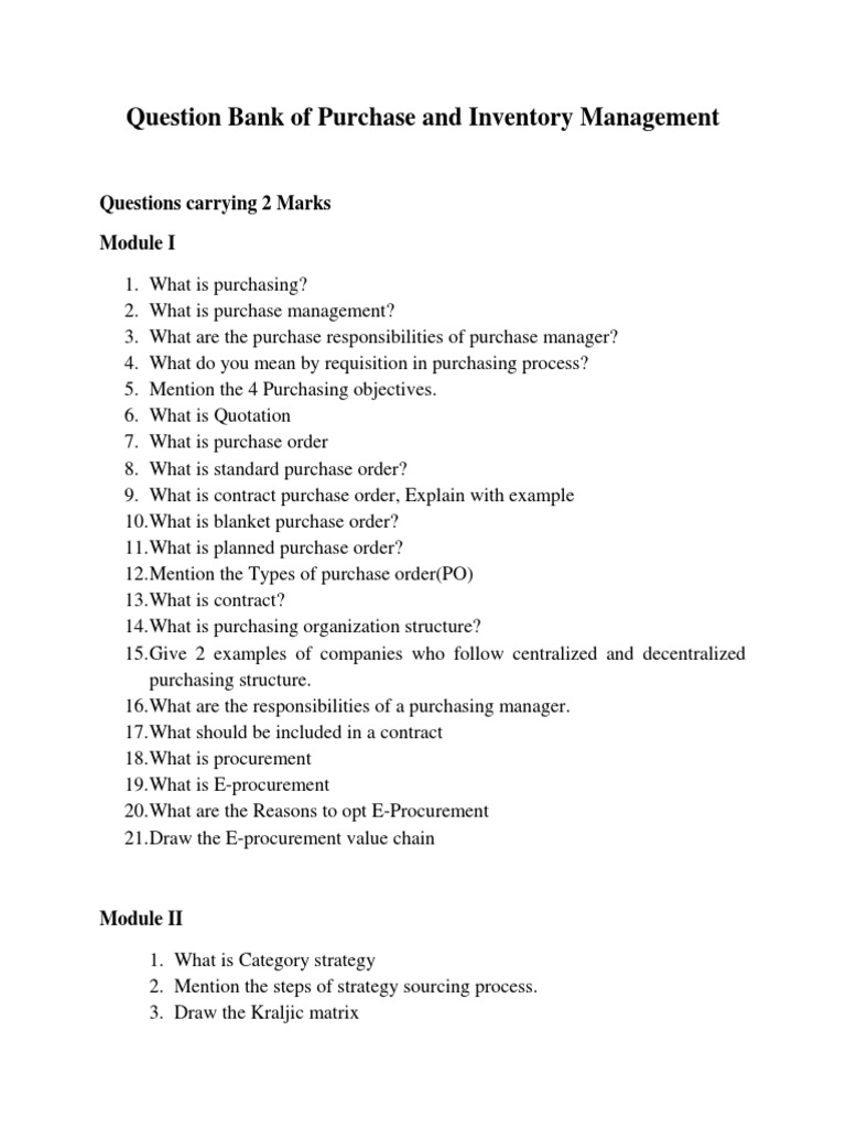 Purchase and Inventory Management Q&A | PDF | Inventory | Procurement