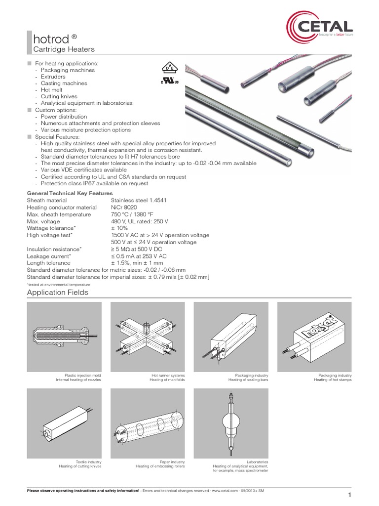 CETAL Cartridge Heaters EN PDF Thermocouple Engineering Tolerance