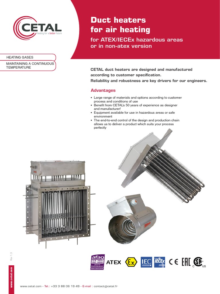 Removable flange immersion heaters - Cetal