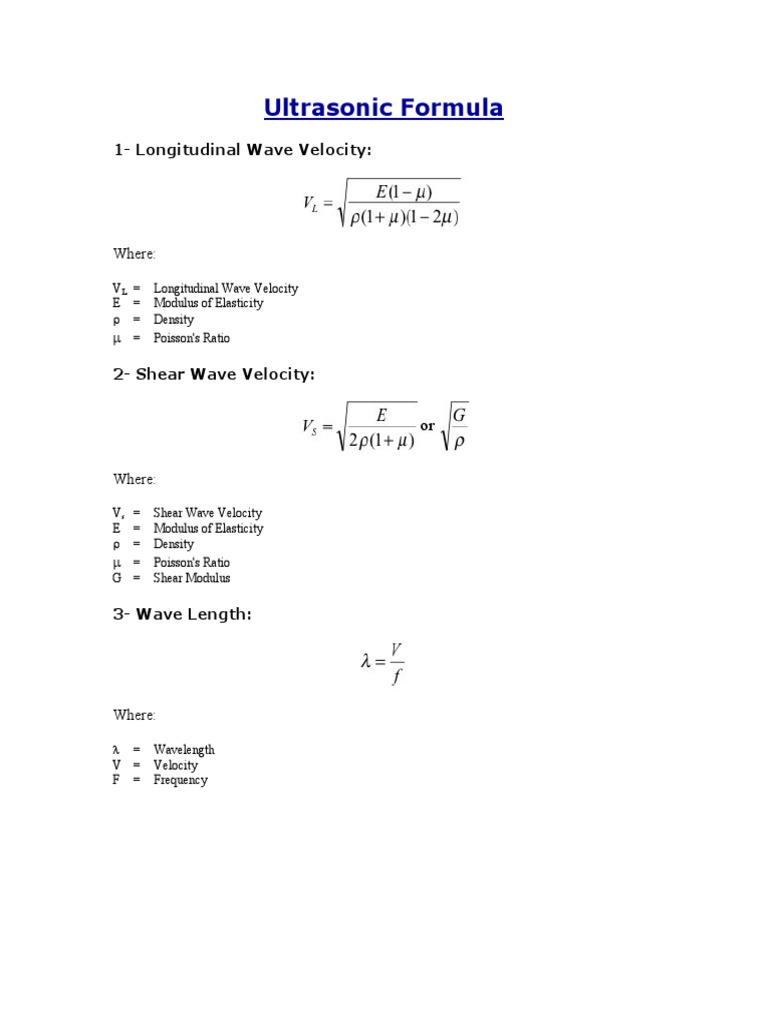Ultrasonic Formula | PDF | Teaching Methods & Materials | Science ...