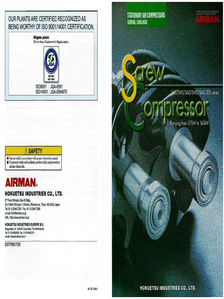 Catalogue Airman Compressor | PDF