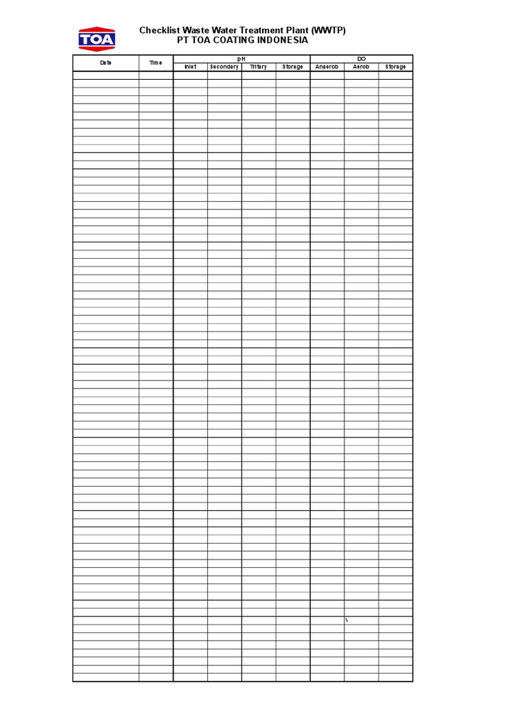 Checklist Air Limbah WWTP | PDF