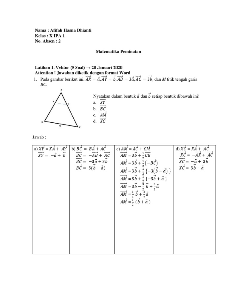 Pembahasan Latihan Hots Vektor Matematika Peminatan Kelas X Pdf