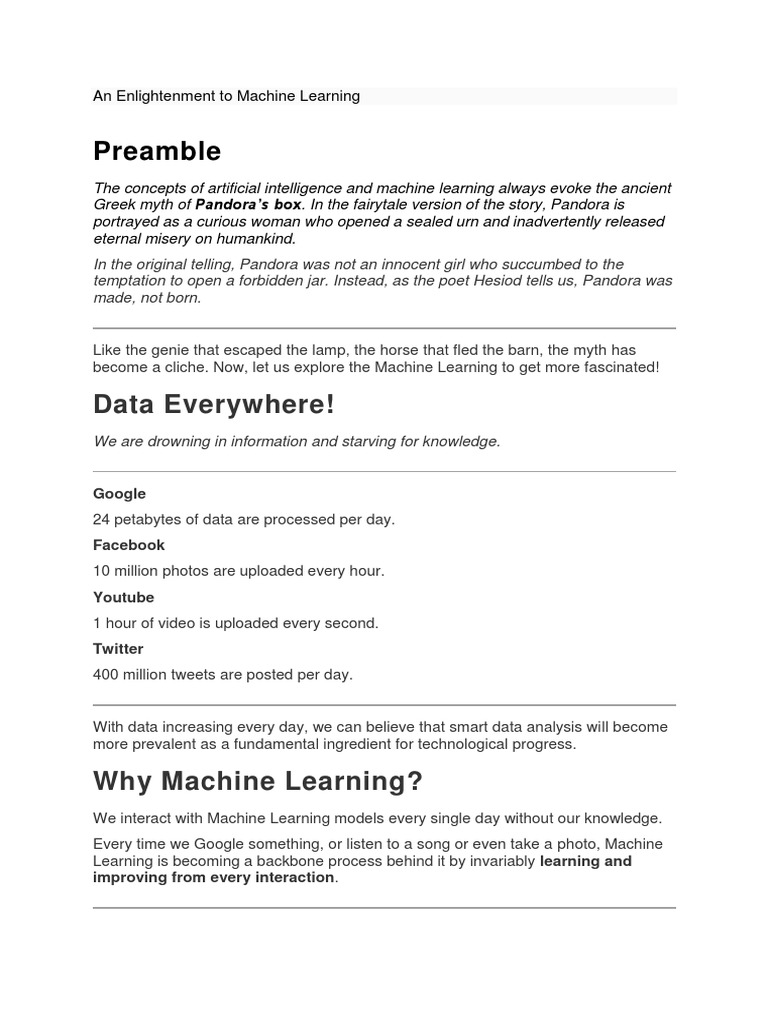 An Enlightenment To Machine Learning | PDF | Machine Learning ...