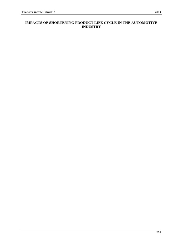 Impacts Of Shortening Product Life Cycle In The Automotive Industry