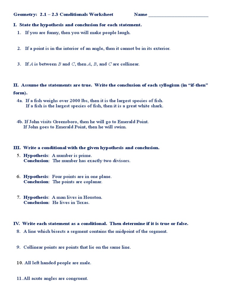 Conditional Statements Practice Problems