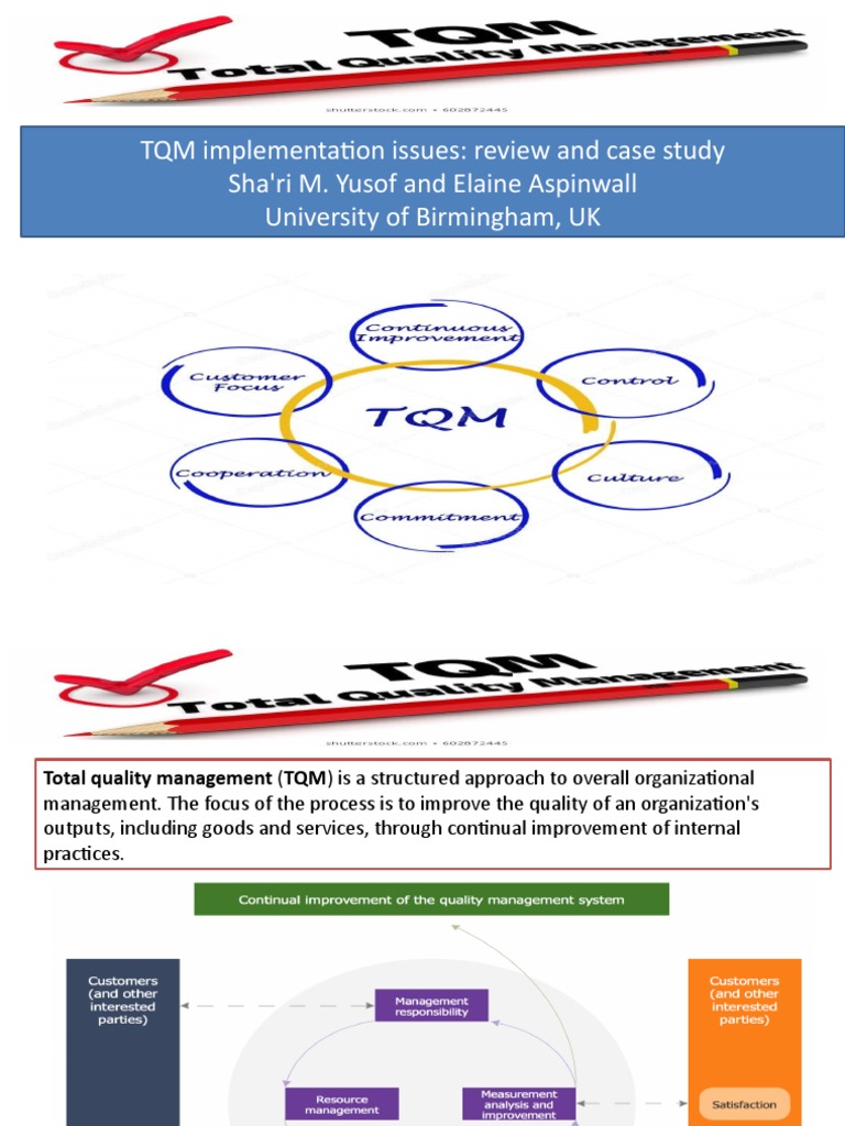 TQM Implementation Issues Review and Case Study | PDF | Quality ...
