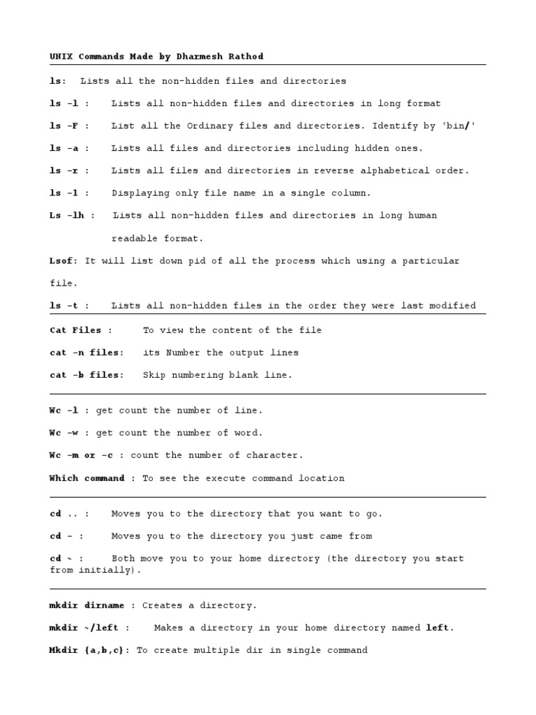UNIX COMMAND MADEBYDharmesh | PDF | Computer File | File Transfer Protocol