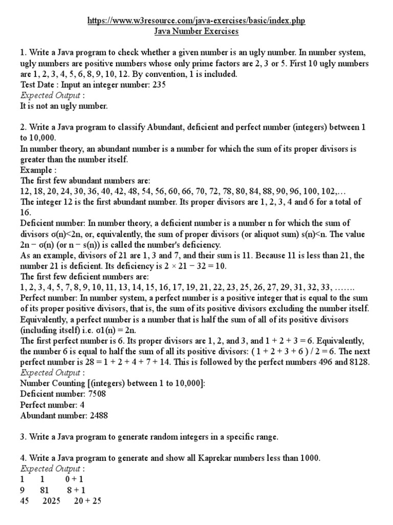 Java Number Exercises | PDF | String (Computer Science) | Numbers