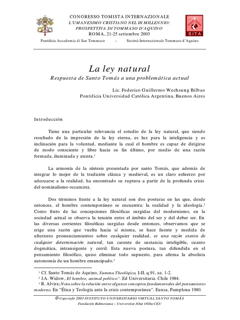 La Ley Natural PDF | PDF | Tomás de Aquino | La Ley natural