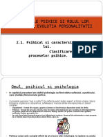 2 Procesele Psihice Si Rolul Lor Psihicul Caracteristici Si Clasificare PDF
