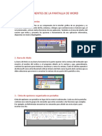 Componentes de La Pantalla de Word