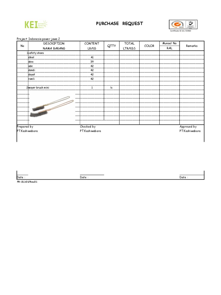 Request Rev 01 | PDF