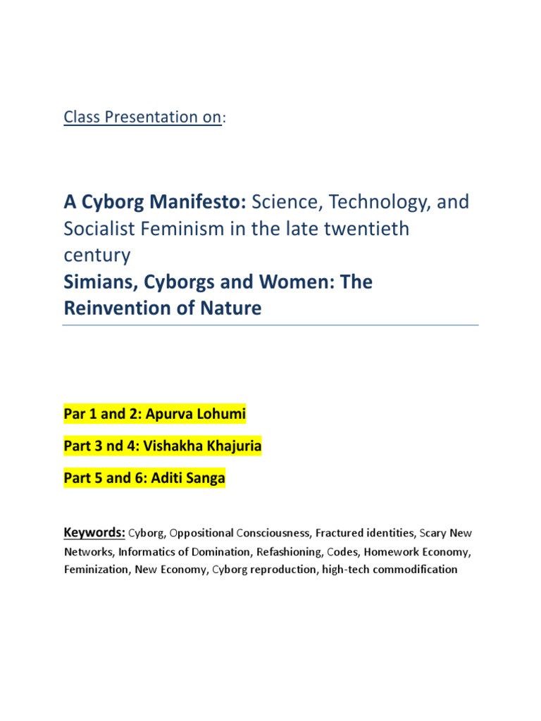 A Cyborg Manifesto | PDF
