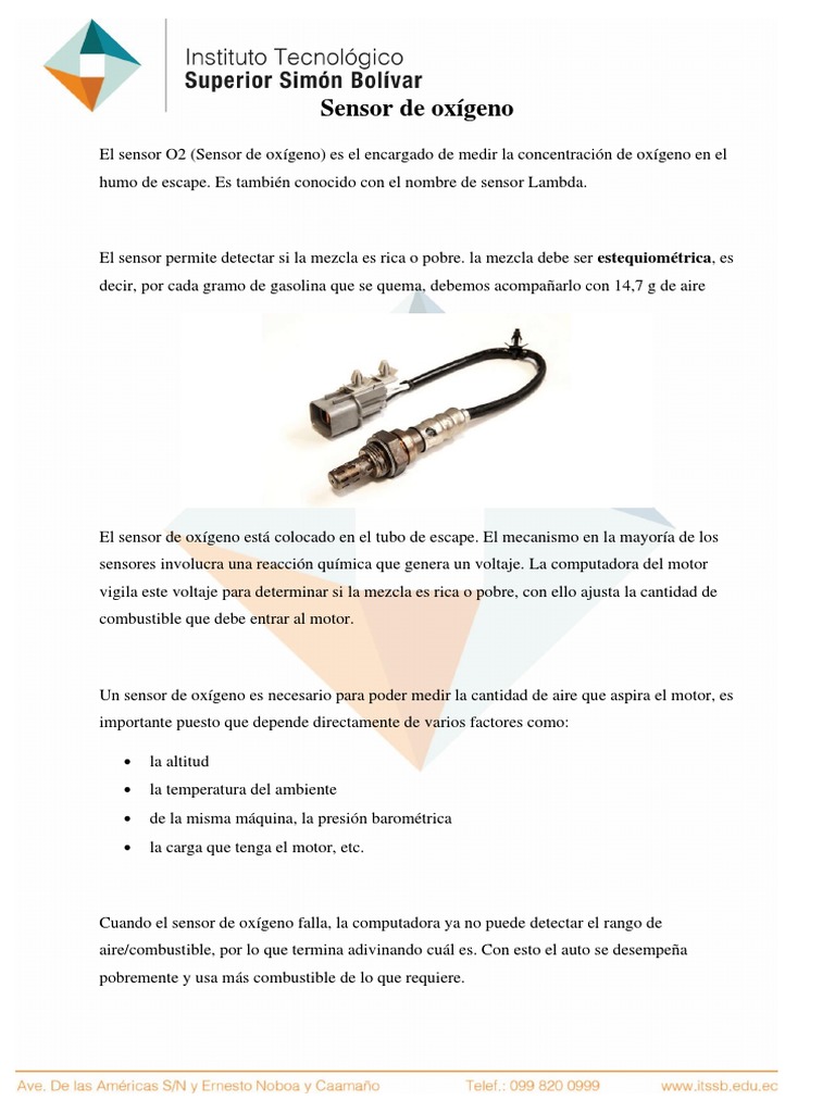 Funcionamiento y fallas del sensor O2 | PDF | Oxígeno | Química