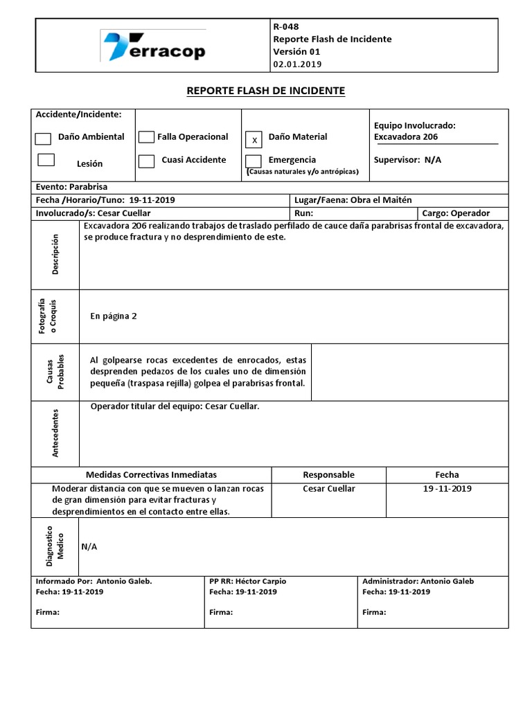 R-048 Flash Report | PDF | Accidente (general) | Desastres y Accidentes