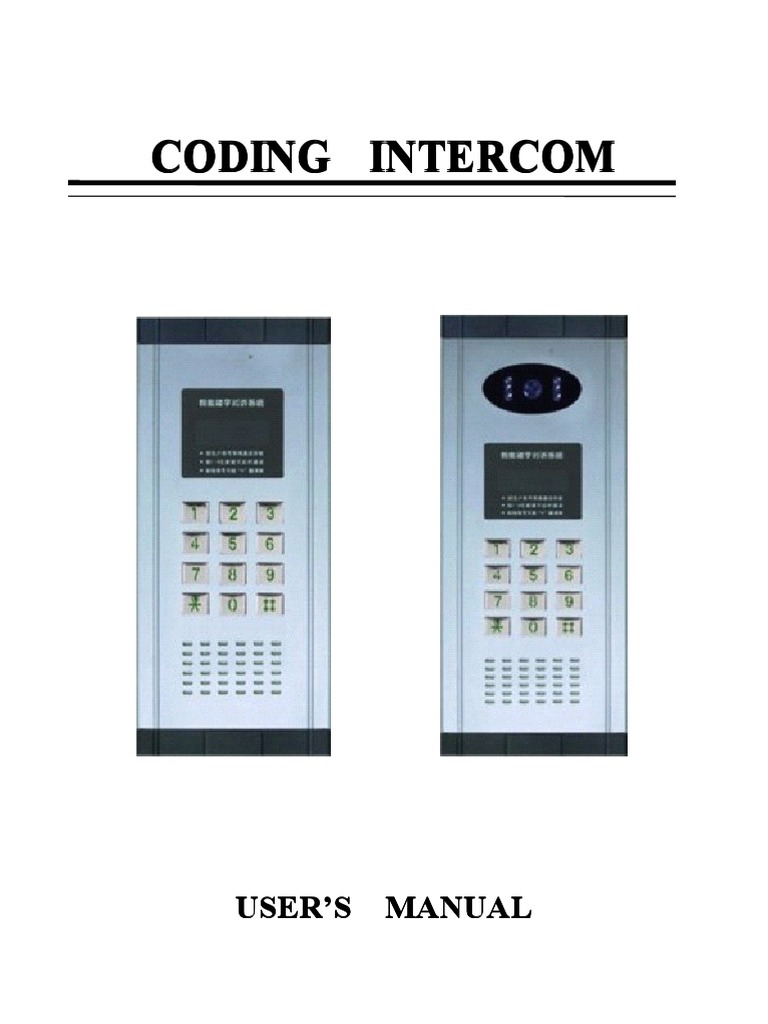 User Manual of Coding Intercom For Apartment | PDF | Telephone | Equipment