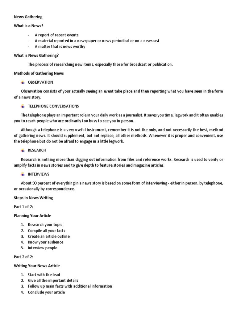 News Gathering Techniques Explained | PDF | News | Narrative