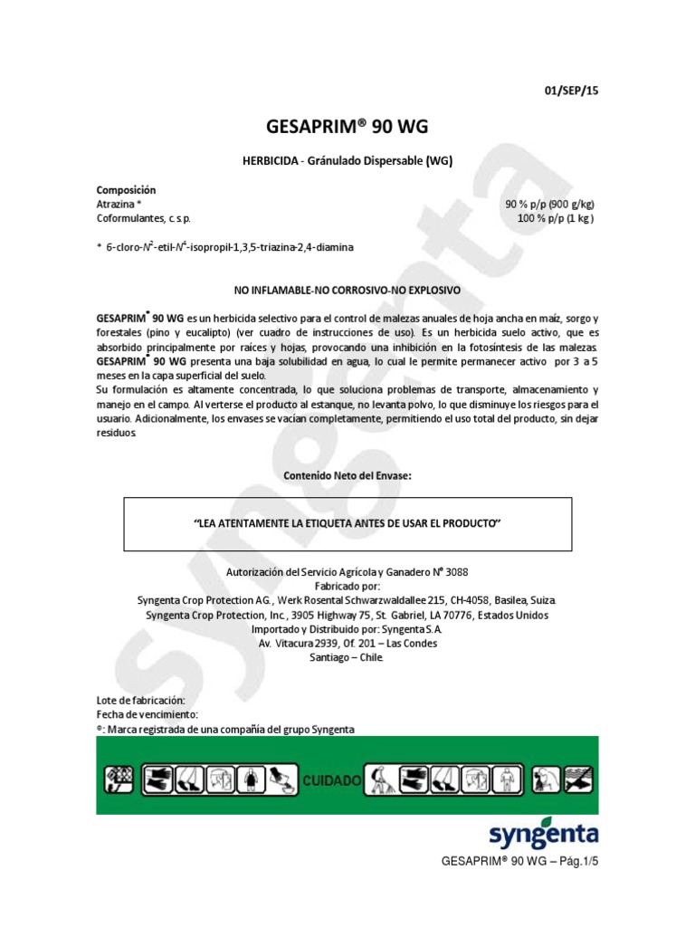 Gesaprim 90 WG | PDF | Alimentos | Reanimación cardiopulmonar