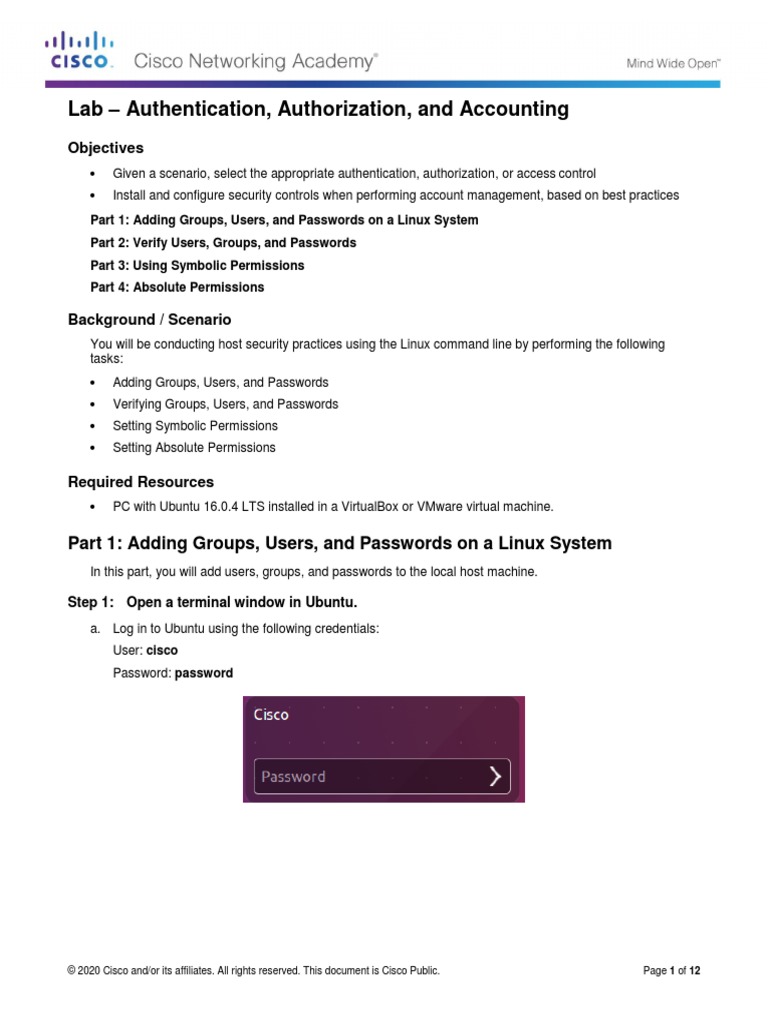 2.5.2.5 Lab - Authentication Authorization Accounting | PDF | Superuser ...
