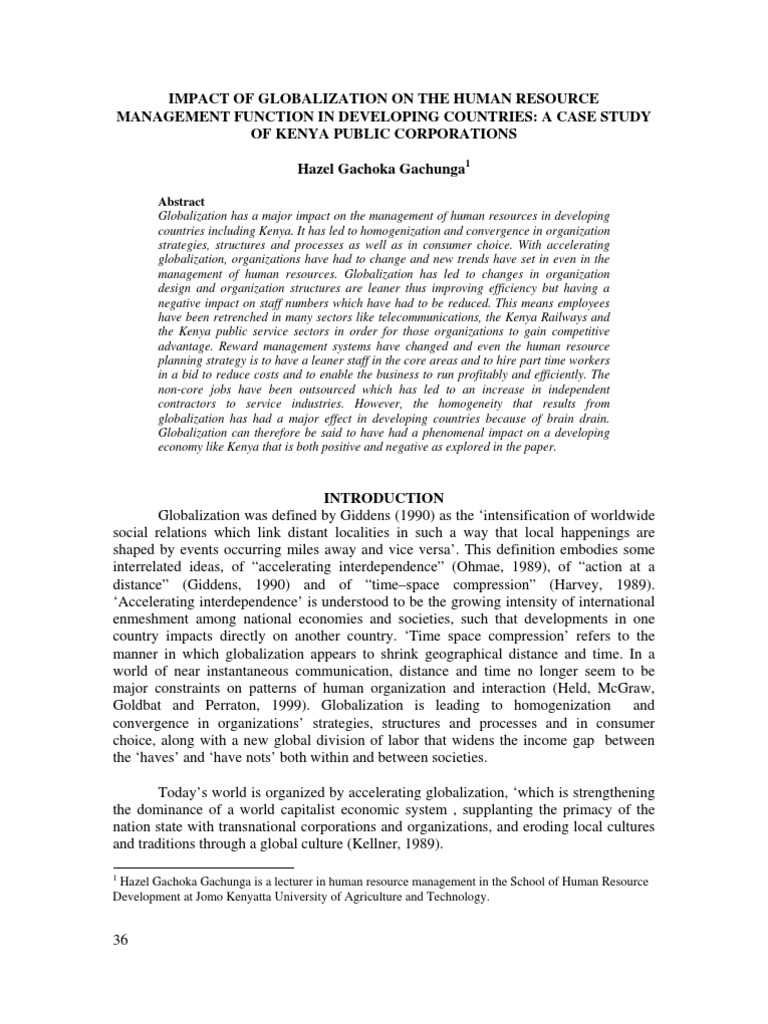 Impact of Globalization On The Human Resource Management | PDF ...