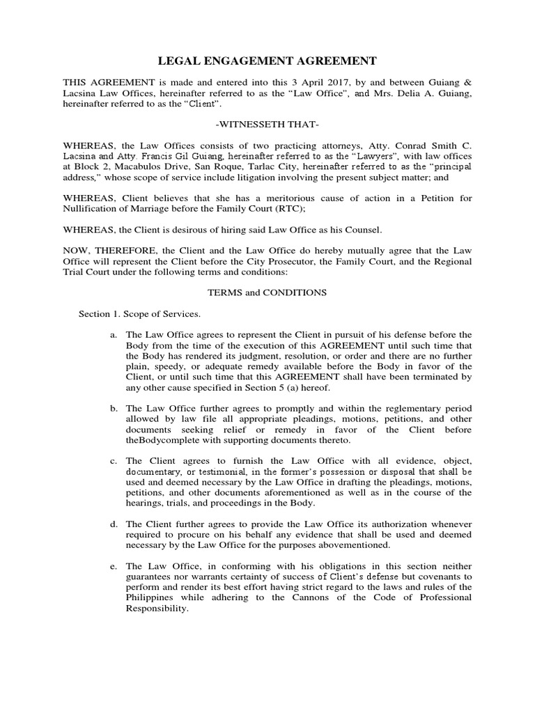Legal Engagement with Guiang Law Office | PDF | Law Firm | Lawyer