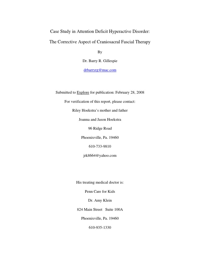 Adhd Case Study Attention Deficit Hyperactivity Disorder Clinical