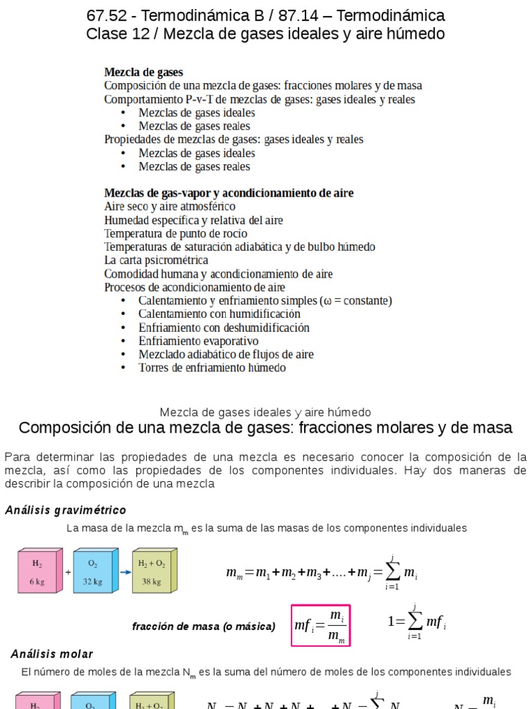 Mezcla de Gases Ideales y Aire Húmedo | PDF | Humedad | Aire acondicionado