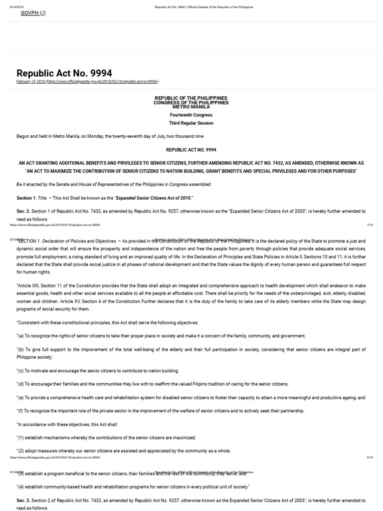 Republic act no 9994 expanded senior citizen act pdf pdf tax