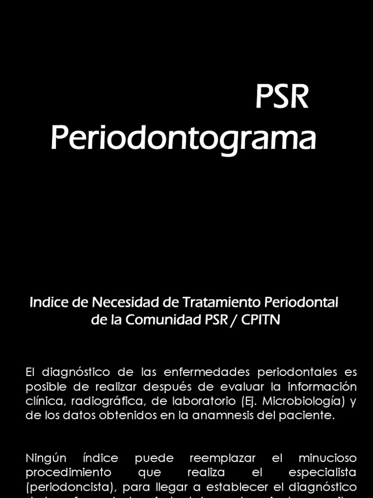 Procedimiento y Códigos del PSR Periodontal | PDF | Diagnostico medico ...