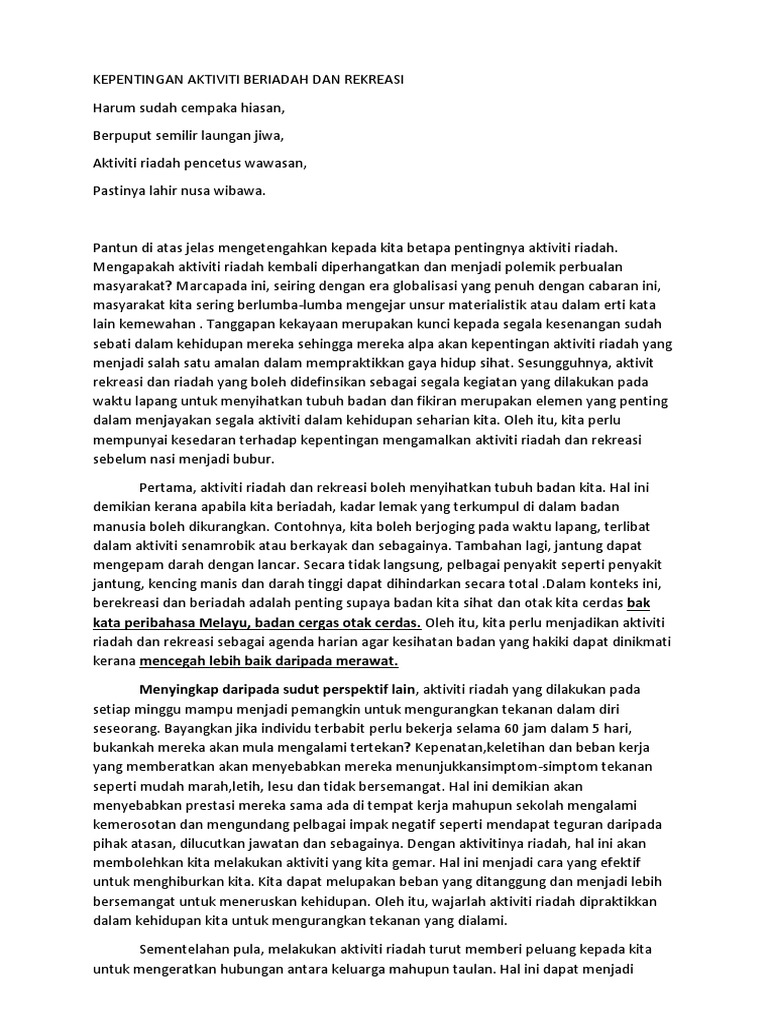 Kepentingan Aktiviti Beriadah Dan Rekreasi Pdf