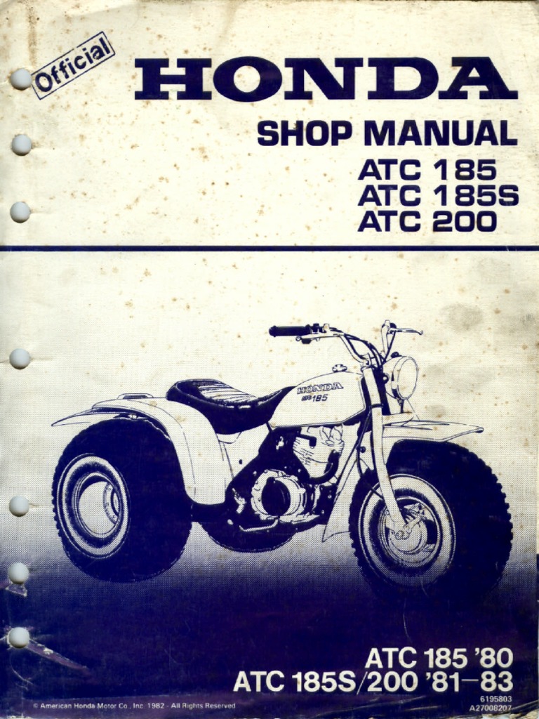 HONDA ATC200X サービスマニュアル Honda Service Manual 86-87 ATC 200X | eBay