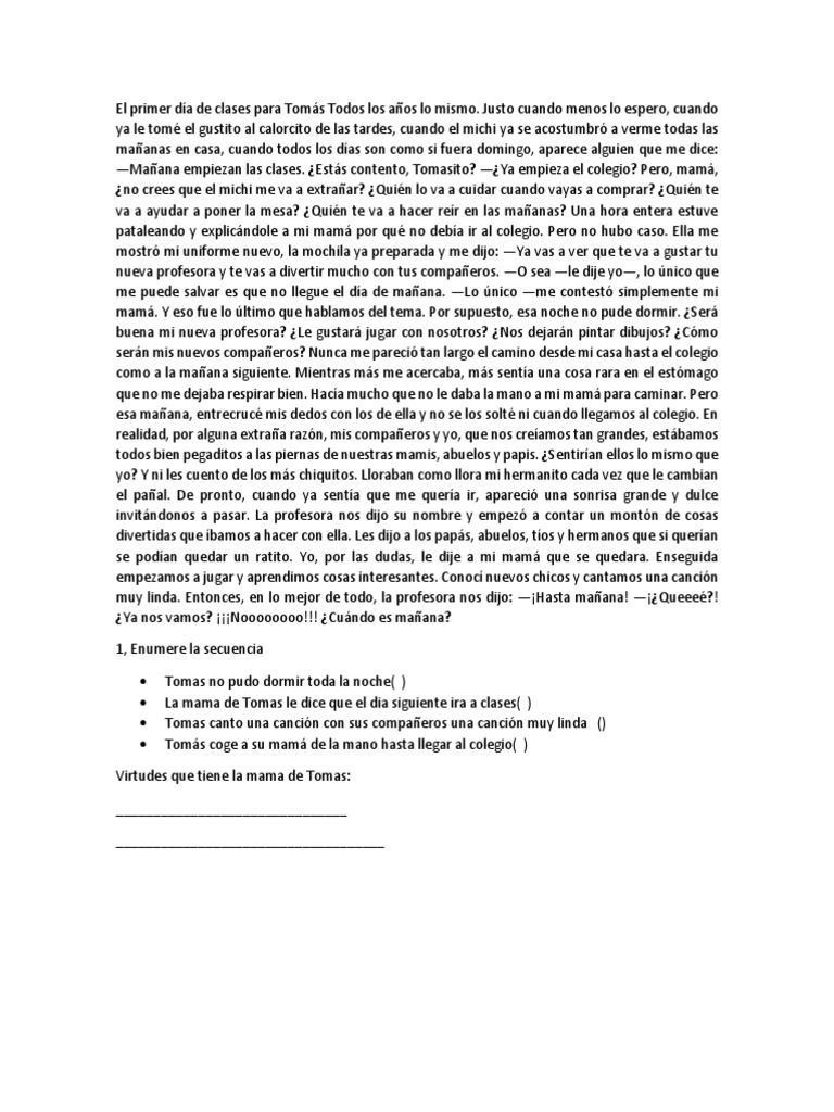 El primer día de clases de Tomás | PDF | Arte | Novela negra, policíaca ...