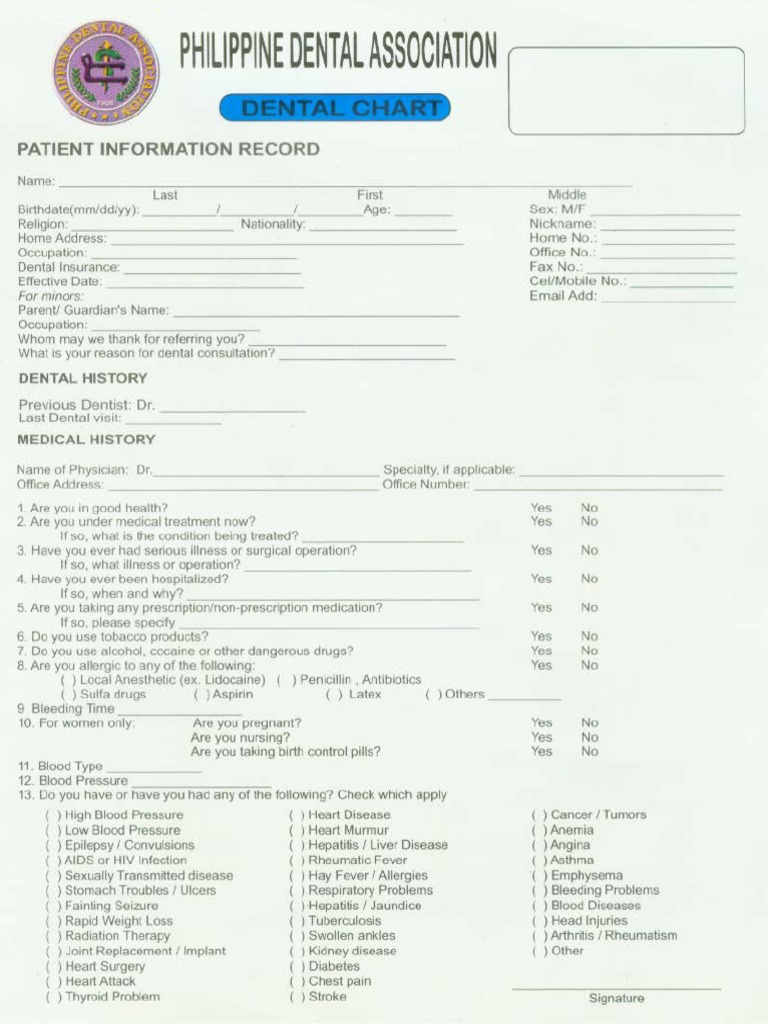 PDA Dental Chart PDF PDF Dentistry Hepatitis