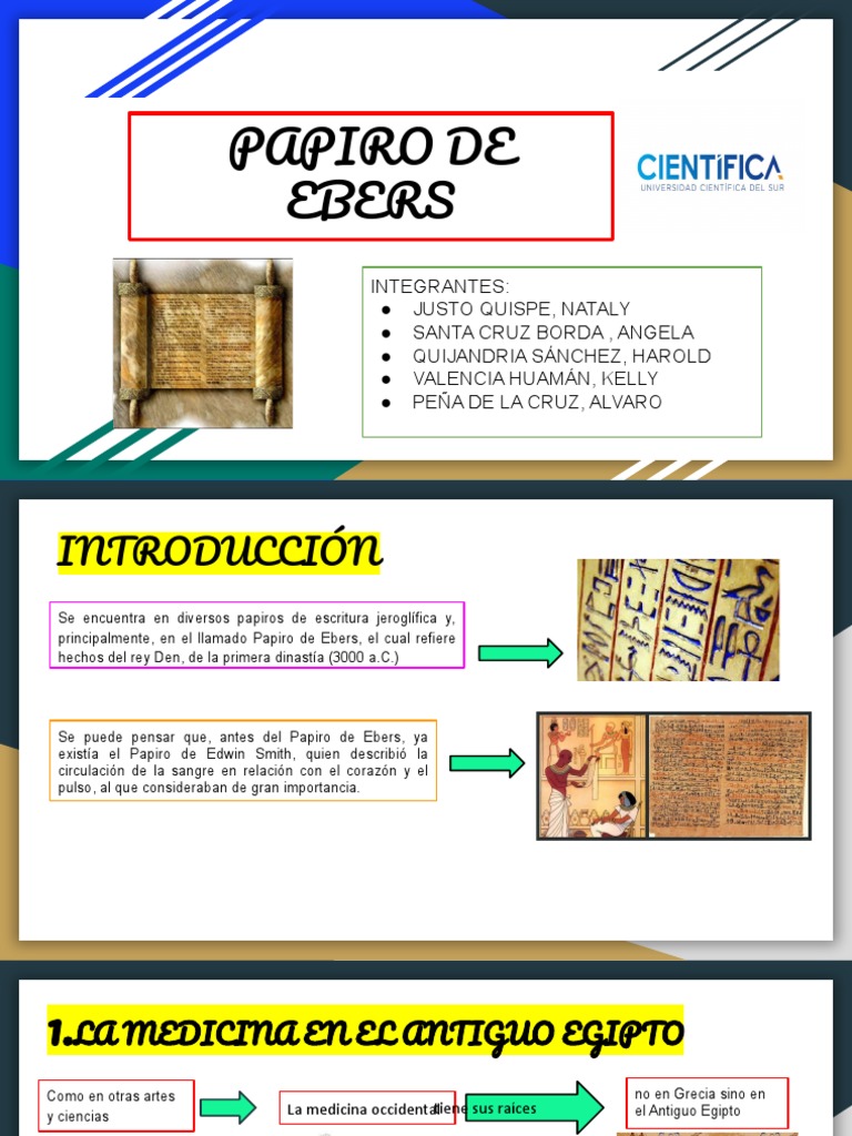 PAPIRO DE EBERS Papiro Antiguo Egipto