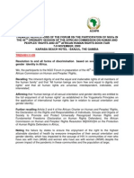 Thematic Resolutions of the Forum on the Participation of NGOs in the 46th Ordinary Session of the African Commission on Human and People's Rights